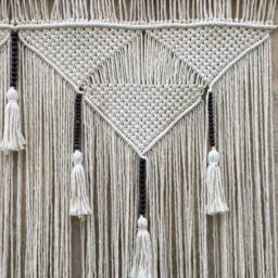Macrame Headboard, Boho Wall Hanging, Black White Home Decor - thumbnail 4
