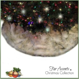 Faux Fur Christmas Tree Skirt - Shaggy Cream Off-White, Usa Made - thumbnail 2