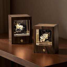 Custom Zodiac Walnut Wood Lamp, Bedroom Night Light With Name, Couples Valentine's Day Gift - thumbnail 2