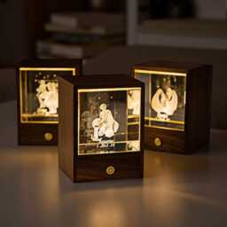 Custom Zodiac Walnut Wood Lamp, Bedroom Night Light With Name, Couples Valentine's Day Gift - thumbnail 3