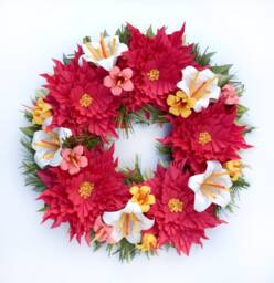 Christmas Poinsettia Wreath, Holiday New Years & Floral Wreath - thumbnail 1