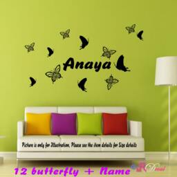 Custom Name Butterfly Wall Decals For Nursery & Kids Room