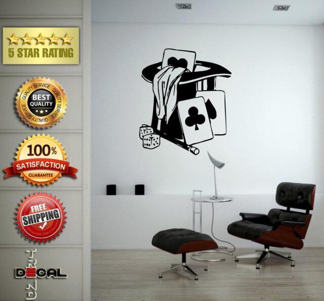 Magic Wand Playing Cards Cylinder Top Hat Magicians Kit Wall Window Sticker Decal Vinyl Silhouette Decor L1881 - image 1