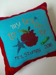 To My Teacher Personalized Cross Stitch Pillow, Name & Year - thumbnail 1