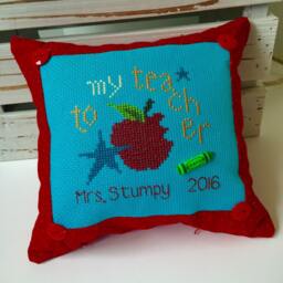To My Teacher Personalized Cross Stitch Pillow, Name & Year - thumbnail 4