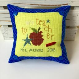 To My Teacher Personalized Cross Stitch Pillow, Name & Year - thumbnail 2