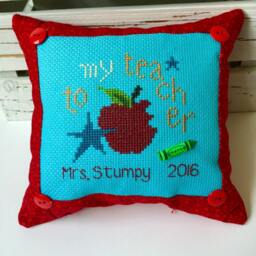 To My Teacher Personalized Cross Stitch Pillow, Name & Year - thumbnail 3