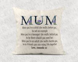 Personalized Mum Poem Linen Cushion, Floral Mother's Day Gift - thumbnail 1