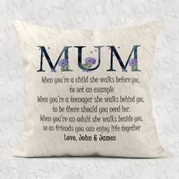 Personalized Mum Poem Linen Cushion, Floral Mother's Day Gift - thumbnail 2