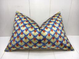 Handwoven Silk Pillow Cover - 16x24 - Ikat Accent Cushion - thumbnail 1