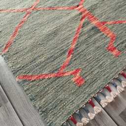 Nordic Runner Kilim Rug, Modern Artisan Scandinavian Afghan Turkish Abstract Art Wool Rug 200x63 cm - thumbnail 2