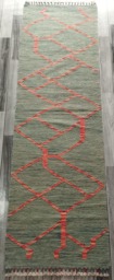 Nordic Runner Kilim Rug, Modern Artisan Scandinavian Afghan Turkish Abstract Art Wool Rug 200x63 cm - thumbnail 1