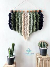 Rustic Macrame Feather Wall Hanging Boho Home Decor - 24x26 Inches - thumbnail 1