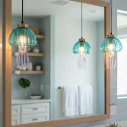 Artisanal Jellyfish Blown Glass Pendant Light - Kitchen Island Lighting - thumbnail 3