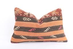 Vintage Turkish Kilim Pillow Cover Handmade Wool, 16x24 - thumbnail 1