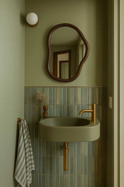 Wooden Asymmetrical Wall Mirror Bathroom Irregular Shaped Large Decorative Curved Small Console