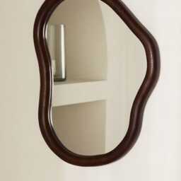 Asymmetrical Wooden Frame Wall Mirror Decorative Irregular Shape - thumbnail 4