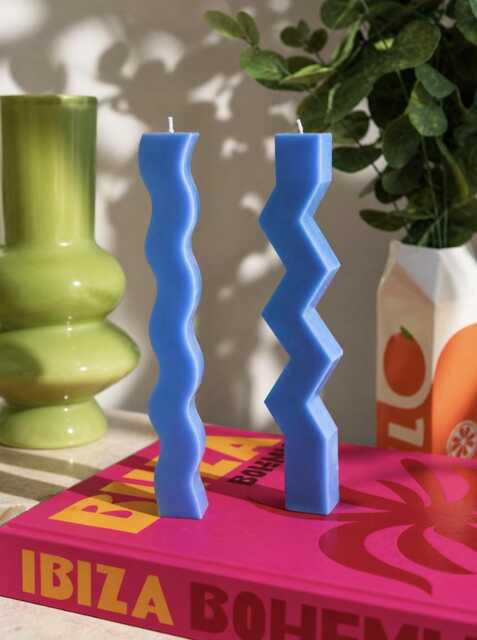 Handcrafted Beeswax Zig Zag Pillar Candle Funky Home Decor - image 1
