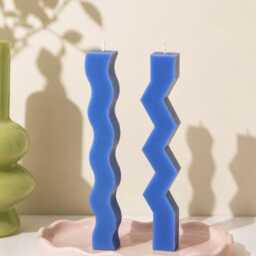 Handcrafted Beeswax Zig Zag Pillar Candle Funky Home Decor - thumbnail 3