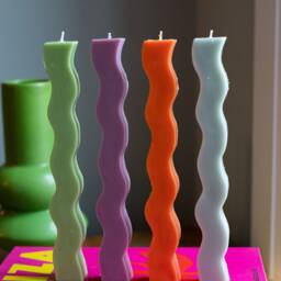 Handcrafted Beeswax Zig Zag Pillar Candle Funky Home Decor - thumbnail 4