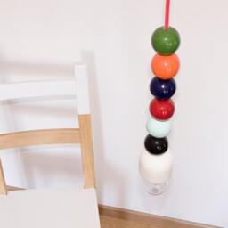 Lamp Tea Balls. Glazed Ceramic Spheres & Electrical Cable Covered With Fabric Grey - thumbnail 4