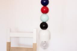 Lamp Tea Balls. Glazed Ceramic Spheres & Electrical Cable Covered With Fabric Grey - thumbnail 1