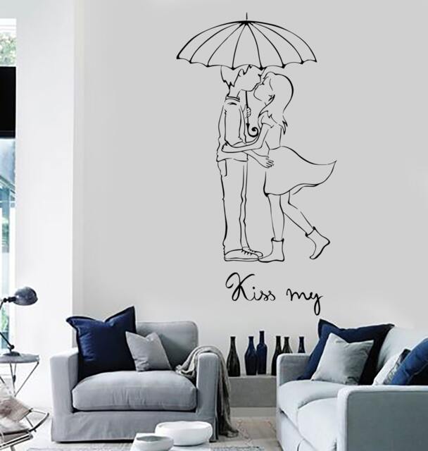 Romantic Kiss Under Umbrella Wall Vinyl Decal 1498Dz - image 1