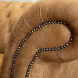 Handmade Large 4 Seater Distressed Light Tan Brown Leather Chesterfield Sofa, British - thumbnail 2
