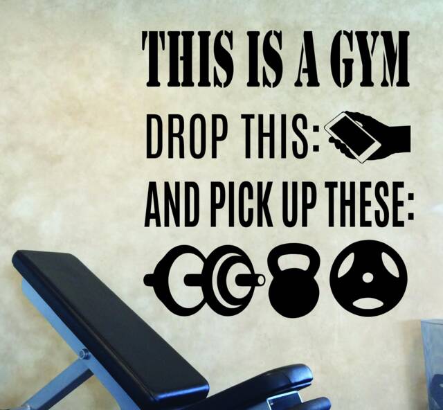 Gym Wall Decal, Fitness Decor, This Is A Drop The Phone & Pick Up These Weights. Sign, Weights Sign - image 1