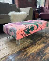 Lynx Dragon Velvet Ottoman, Modern Footstool Coffee Table - thumbnail 1