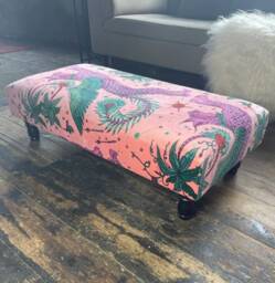 Lynx Dragon Velvet Ottoman, Modern Footstool Coffee Table - thumbnail 3