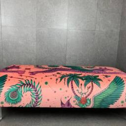 Lynx Dragon Velvet Ottoman, Modern Footstool Coffee Table - thumbnail 2