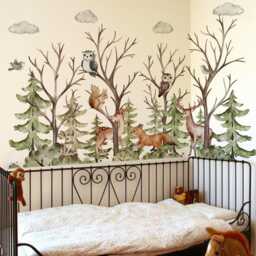 Watercolor Forest Animals Wall Decals Nordic Nursery Decor