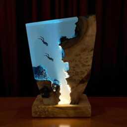 Scuba Diver Epoxy Resin Night Light Birthday Gift, Personalized Handmade Wooden Diving Light, Unique Home D??cor Present, Gift For Her