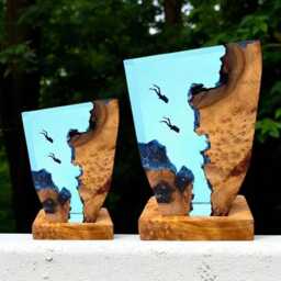 Scuba Diver Epoxy Resin Night Light Birthday Gift, Personalized Handmade Wooden Diving Light, Unique Home D??cor Present, Gift For Her - thumbnail 2