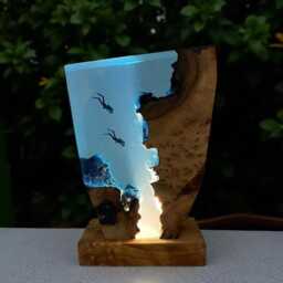 Scuba Diver Epoxy Resin Night Light Birthday Gift, Personalized Handmade Wooden Diving Light, Unique Home D??cor Present, Gift For Her - thumbnail 4