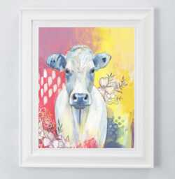 Mr. Cow Art Print Colorful Farmhouse Wall Decor - thumbnail 1