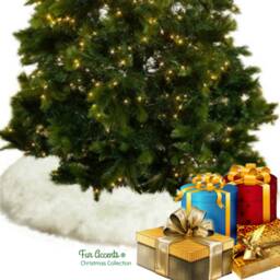 Classic Round Christmas Tree Skirt - Faux Fur White Shag Sheepskin- Holiday Decoration Soft Luxury All Sizes