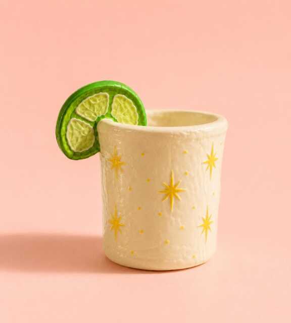 Margarita Shot Glass Decor - Handmade Lime Retro Bar Cart Cocktail Lover Gift Summer Shelf - image 1