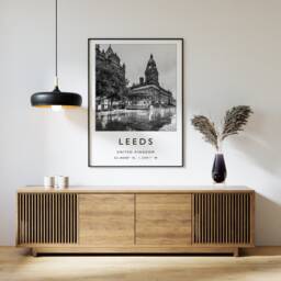 Leeds Travel Poster Black & White Cityscape Art Print - thumbnail 1