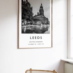 Leeds Travel Poster Black & White Cityscape Art Print - thumbnail 2