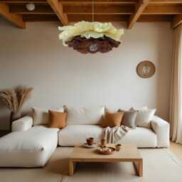 Giant Paper Flower Chandelier Handmade Brown Floral Ceiling Light - thumbnail 3
