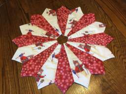 Christmas Tree Skirt, Table Top Or Full Size, Mini, Snowman, Small, Glittery, Quilted, Hand-Pieced, Glitter, Snowflakes, Red, Purple - thumbnail 1
