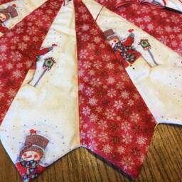 Christmas Tree Skirt, Table Top Or Full Size, Mini, Snowman, Small, Glittery, Quilted, Hand-Pieced, Glitter, Snowflakes, Red, Purple - thumbnail 4