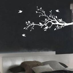 "Tree Branch Wall Decal Love Birds Vinyl Sticker Nursery Leaves Hearts 56"" Wide X 28" - thumbnail 3