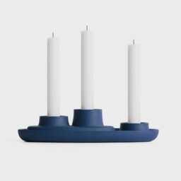 Navy Cast Iron Candle Holder Modern Tealight & Taper Stand - thumbnail 4
