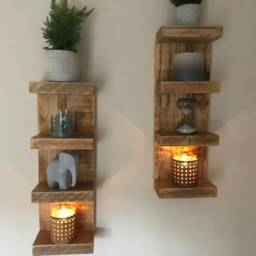 Rustic Shelving, Tiered Wall Hung Shelving Unit, Bathroom - thumbnail 2