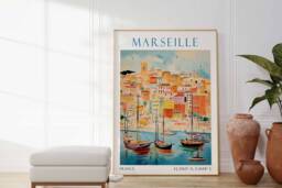 Marseille Travel Print, France Poster, French Art, Colourful Art - thumbnail 1