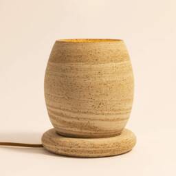 Ceramic Table Lamp, Desk Accessories, Night Light, Bedside Led Office Tabla - Beige & White - thumbnail 3