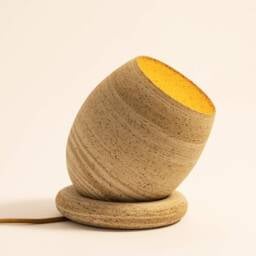 Ceramic Table Lamp, Desk Accessories, Night Light, Bedside Led Office Tabla - Beige & White - thumbnail 2